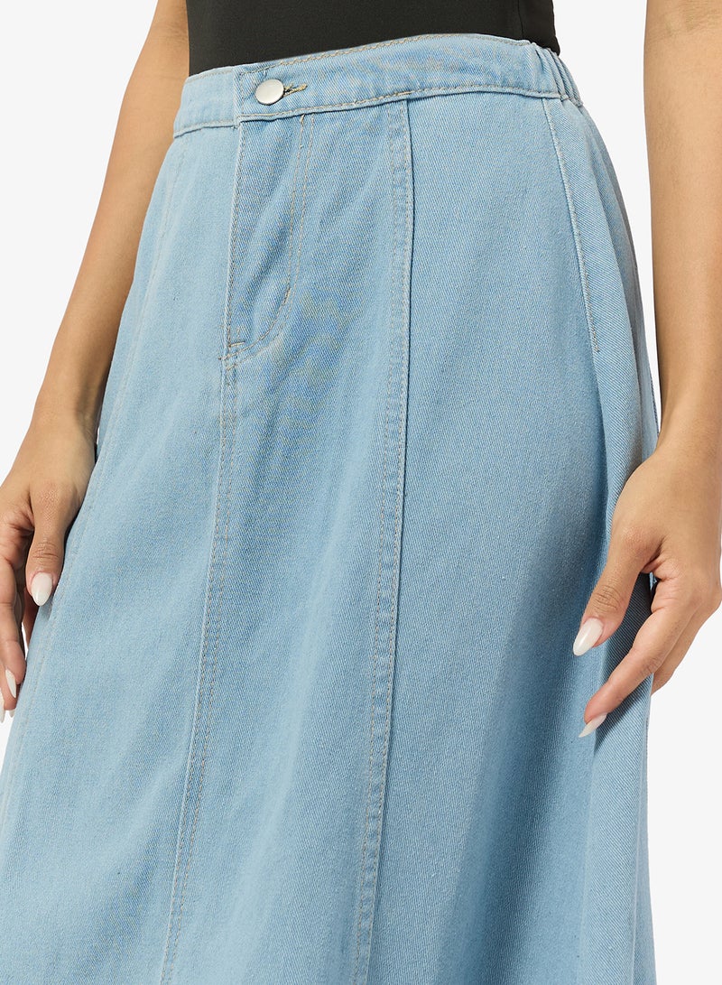 Ginger Denim A Line Midi Skirt - Image 3